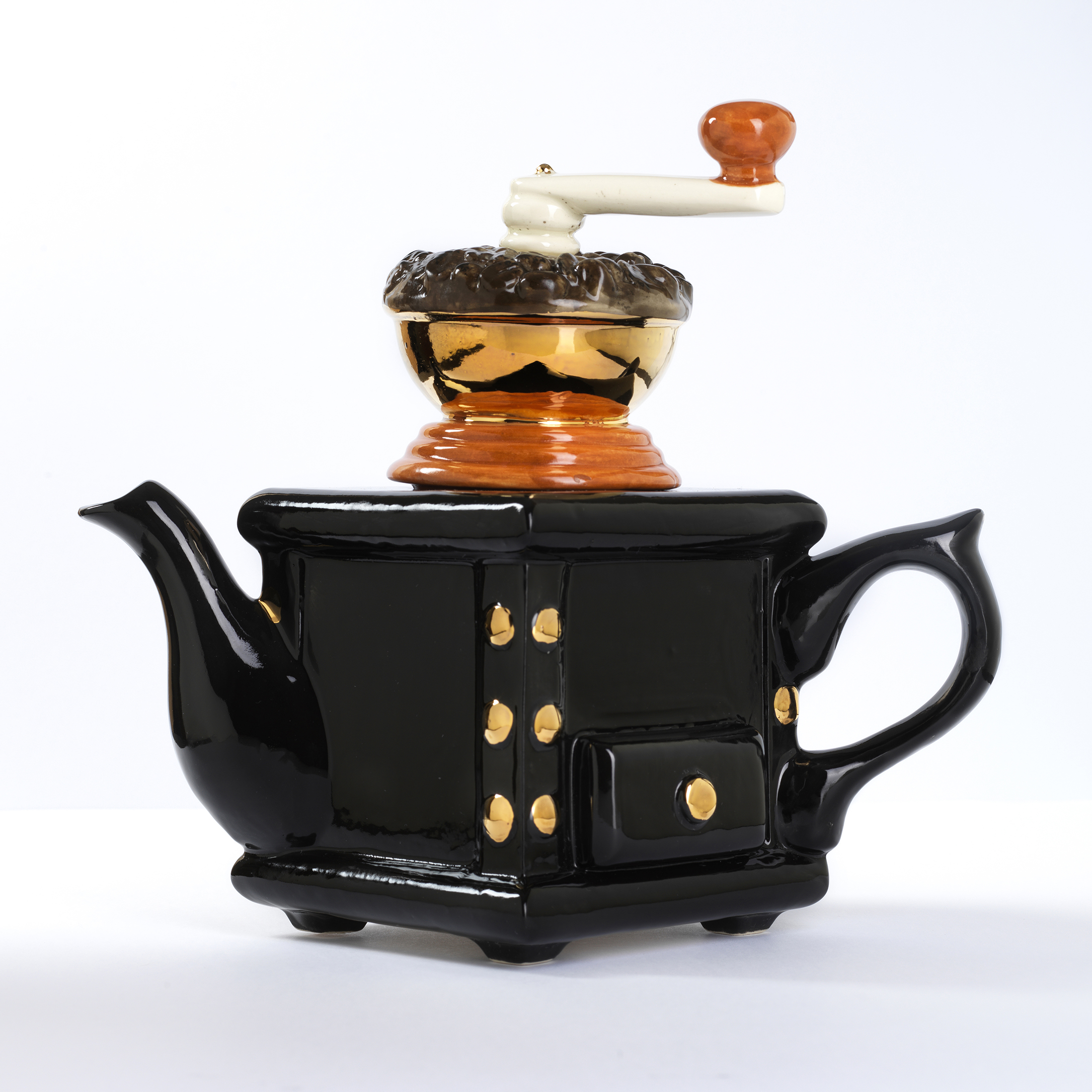 Novelty Coffee Grinder Teapot Black Carters of Suffolk